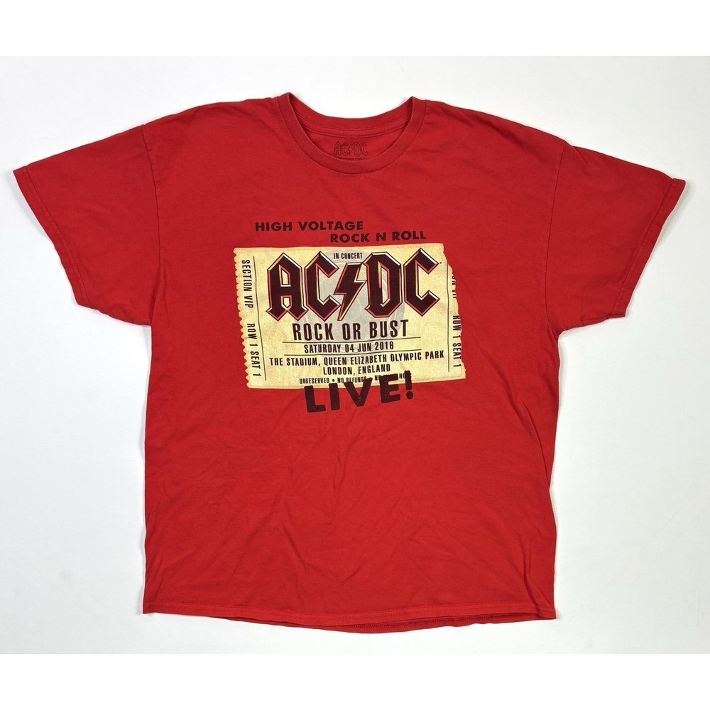 AC/DC Shirt Adult XL Rock Or Bust Red London England Concert